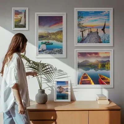 Wandbilder-Set fürs Sofa mit Landschaften, Wasserfällen und Seen