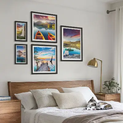 Wandbilder-Set fürs Sofa mit Landschaften, Wasserfällen und Seen