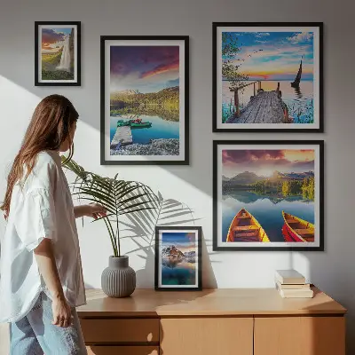 Wandbilder-Set fürs Sofa mit Landschaften, Wasserfällen und Seen