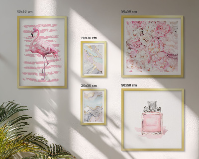 Bilderset fürs sofa Stilvolle rosa Akzente mit Flamingoblumen