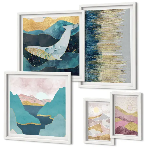 Bildergalerie-Set für die Wand Abstrakte Berge und modernes Meer