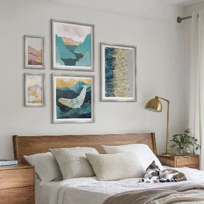 Bildergalerie-Set für die Wand Abstrakte Berge und modernes Meer
