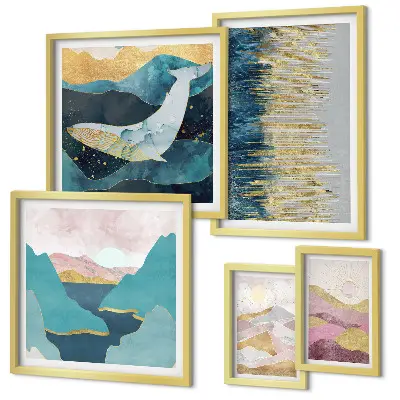 Bildergalerie-Set für die Wand Abstrakte Berge und modernes Meer