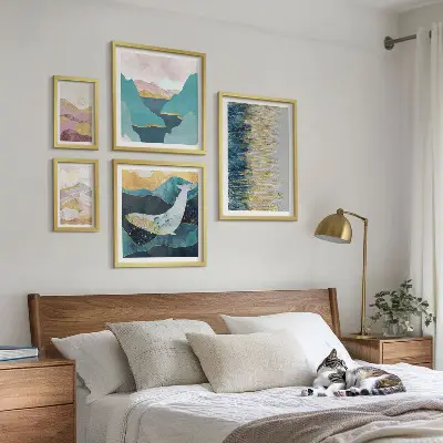 Bildergalerie-Set für die Wand Abstrakte Berge und modernes Meer