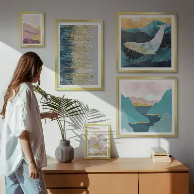 Bildergalerie-Set für die Wand Abstrakte Berge und modernes Meer