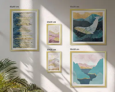 Bildergalerie-Set für die Wand Abstrakte Berge und modernes Meer