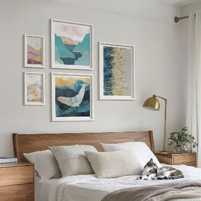 Bildergalerie-Set für die Wand Abstrakte Berge und modernes Meer