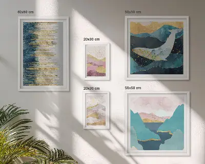 Bildergalerie-Set für die Wand Abstrakte Berge und modernes Meer