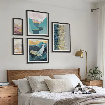 Bildergalerie-Set für die Wand Abstrakte Berge und modernes Meer