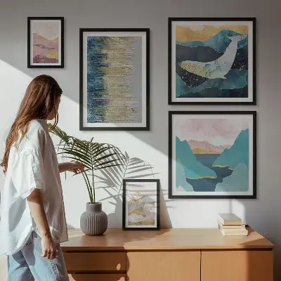 Bildergalerie-Set für die Wand Abstrakte Berge und modernes Meer