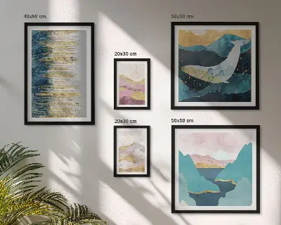 Bildergalerie-Set für die Wand Abstrakte Berge und modernes Meer