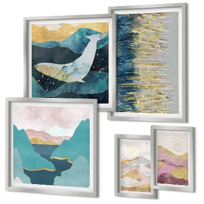 Bildergalerie-Set für die Wand Abstrakte Berge und modernes Meer