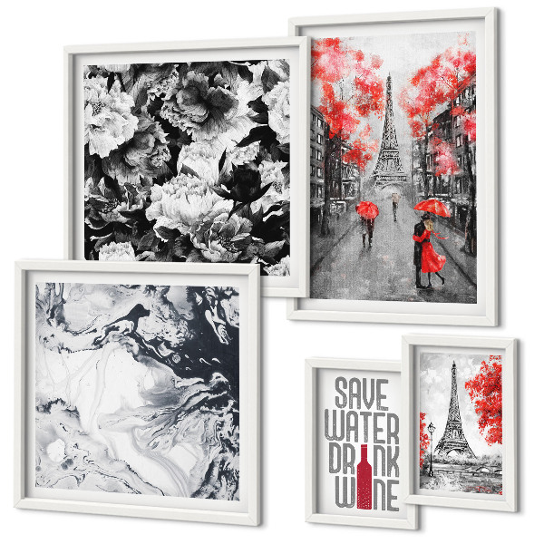 Bildergalerie-set für die wand Pariser Blumen und Muster