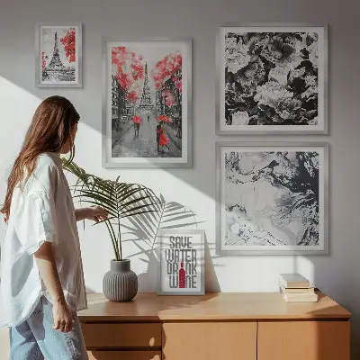 Bildergalerie-Set für die Wand mit Pariser Blumen und Mustern