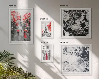Bildergalerie-Set für die Wand mit Pariser Blumen und Mustern