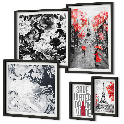 Bildergalerie-set für die wand Pariser Blumen und Muster