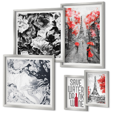 Bildergalerie-set für die wand Pariser Blumen und Muster