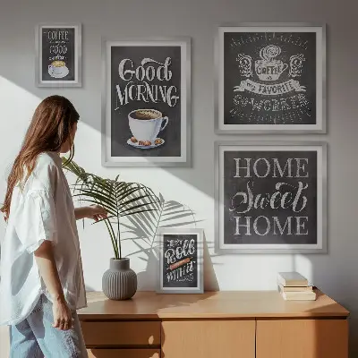 Modernes Wandbilderset mit rustikalen Kaffee-Inspirationen