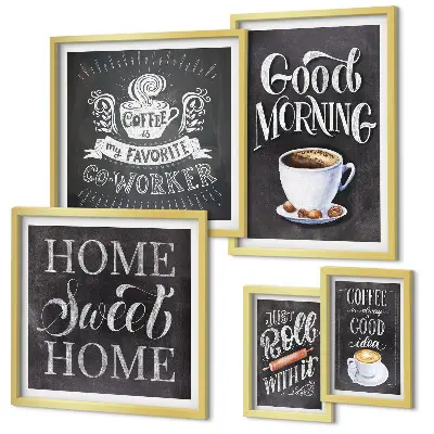 Modernes Wandbilderset mit rustikalen Kaffee-Inspirationen