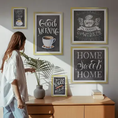Modernes Wandbilderset mit rustikalen Kaffee-Inspirationen