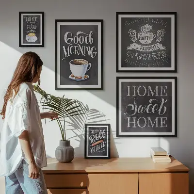 Modernes Wandbilderset mit rustikalen Kaffee-Inspirationen