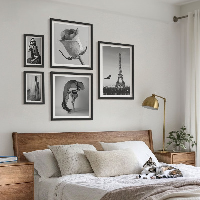 Bilderset fürs sofa Stilvolles Schwarz-Weiß-Paris