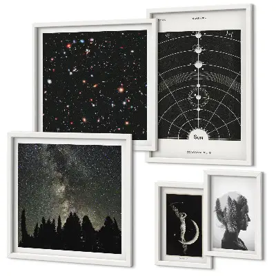 Bildergalerie-Set für die Wand mit kosmischen Galaxie-Inspirationen