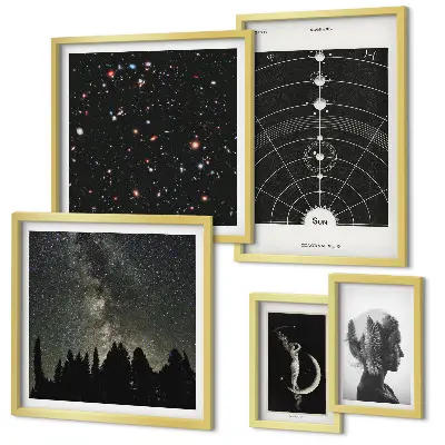 Bildergalerie-Set für die Wand mit kosmischen Galaxie-Inspirationen