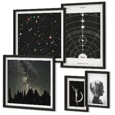 Bildergalerie-Set für die Wand mit kosmischen Galaxie-Inspirationen