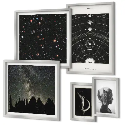 Bildergalerie-Set für die Wand mit kosmischen Galaxie-Inspirationen