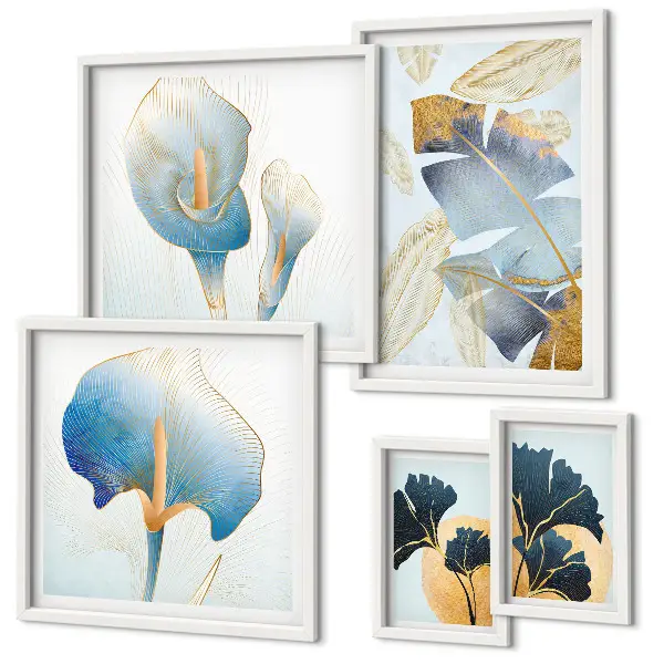 Modernes Wandbilder-Set mit Pflanzenmotiven