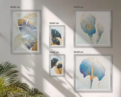 Modernes Wandbilder-Set mit Pflanzenmotiven