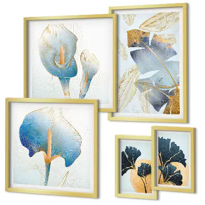 Modernes Wandbilder-Set mit Pflanzenmotiven