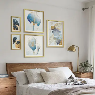 Modernes Wandbilder-Set mit Pflanzenmotiven