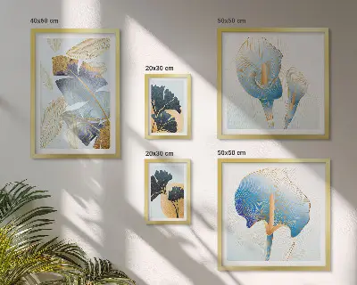 Modernes Wandbilder-Set mit Pflanzenmotiven