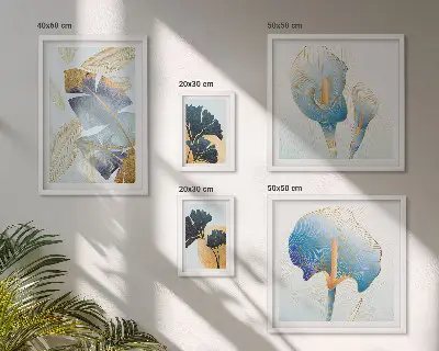 Modernes Wandbilder-Set mit Pflanzenmotiven