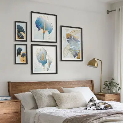 Modernes Wandbilder-Set mit Pflanzenmotiven