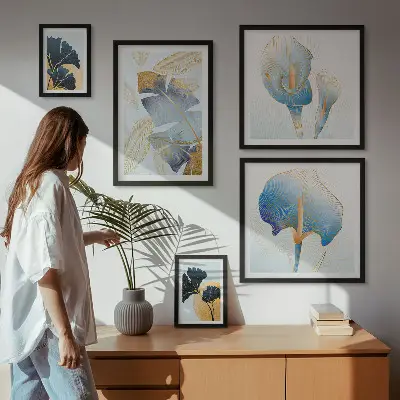 Modernes Wandbilder-Set mit Pflanzenmotiven