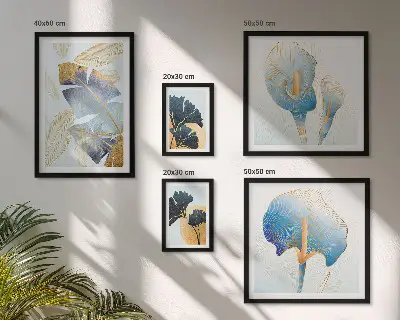 Modernes Wandbilder-Set mit Pflanzenmotiven