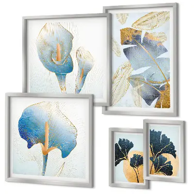 Modernes Wandbilder-Set mit Pflanzenmotiven