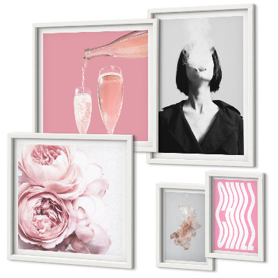 Bildergalerie-set für die wand Chill Wine Woman Smoke