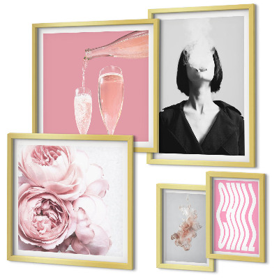 Bildergalerie-set für die wand Chill Wine Woman Smoke