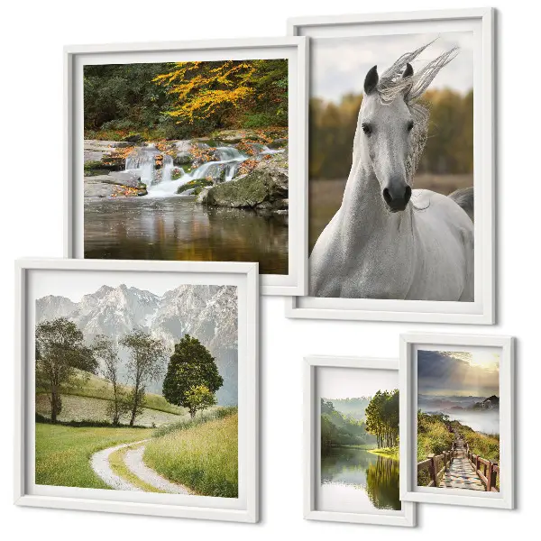 Bildergalerie-Set für die Wand mit Landschafts- und Pferdemotiven