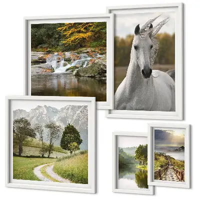 Bildergalerie-Set für die Wand mit Landschafts- und Pferdemotiven