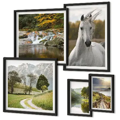 Bildergalerie-Set für die Wand mit Landschafts- und Pferdemotiven