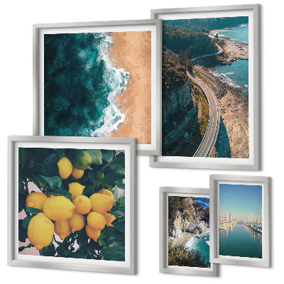 Modernes wandbilder-set Strandlandschaften Zitrusfrüchte