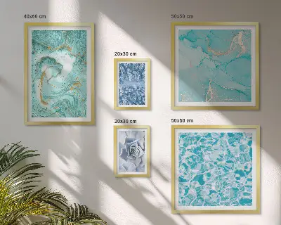 Bildergalerie-Set für die Wand mit stilvollen türkisblauen Akzenten