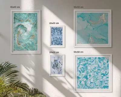 Bildergalerie-Set für die Wand mit stilvollen türkisblauen Akzenten
