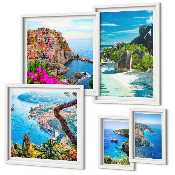Modernes Wandbilder-Set mit Motiven von Küstenlandschaften