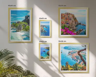 Modernes Wandbilder-Set mit Motiven von Küstenlandschaften